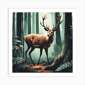 Deer In The Forest 42 Art Print