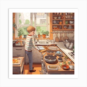 Boy In The Kitchen Art Print