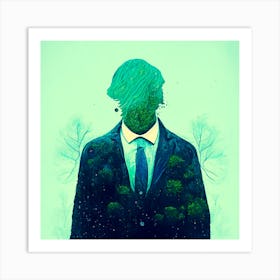 Man With Trees On His Head 1 Art Print