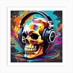 Skull With Headphones 29 Art Print