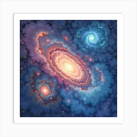 Watercolor Portrayal Of Dreamy Galactic Formations 1 Art Print