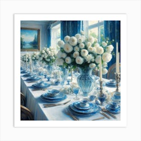 Blue And White Dining Room 1 Art Print