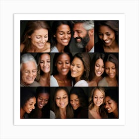 Collage Of Smiling Faces Art Print