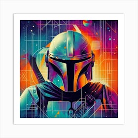 Din Djarin The Mandalorian Abstract Lines Star Wars Art Print Art Print