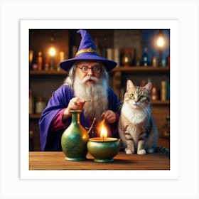 Wizard And Cat Art Print