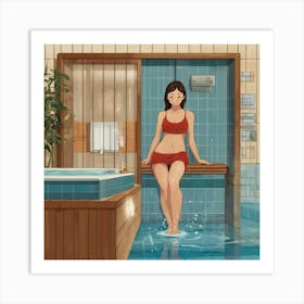 Girl In Bathing Suit Art Print