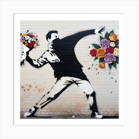 Flowers Being Thrown Colour Art Print