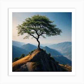 Lone Tree On Top Of Mountain 46 Art Print