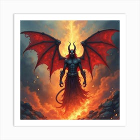 Demon Soul In A Watercolor Inferno Of Swirling Colors 1 Art Print