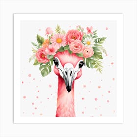 Floral Baby Flamingo Nursery Illustration (28) Art Print