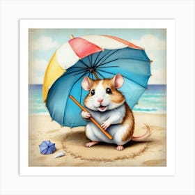 Hamster On The Beach 2 Art Print