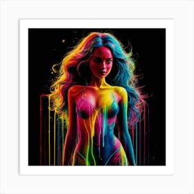 Girl In A Rainbow Dress Art Print