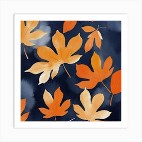 Navy And Orange Autumn Abstract Painting Art Print 2 Art Print