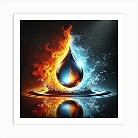 Water Drop With Fire Art Print