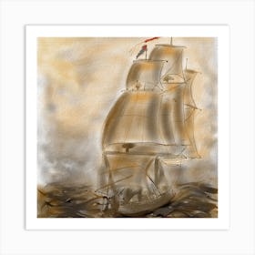 Sailing Ship In Rough Seas Art Print