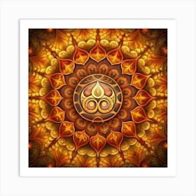 Golden Mandala With A Triangular Symbol Art Print