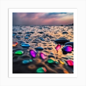 Colorful Pebbles in the Ocean Art Print