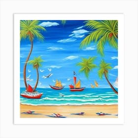 Tropical Beach Scene 1 Art Print