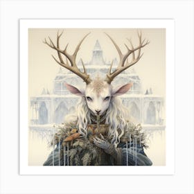 Deer In The Snow 1 Art Print