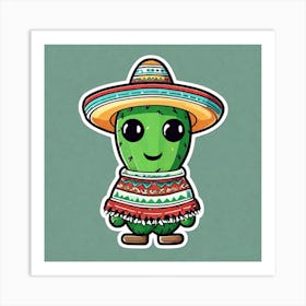 Cactus In Sombrero Art Print