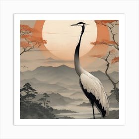 Asian Crane Art Print