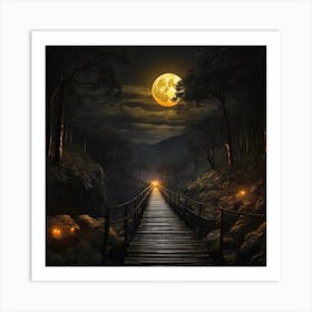 Full Moon In The Forest Art Print