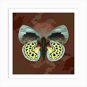 Mechanical Butterfly The Asterope Leprieuri Philotina On A Brown Background Art Print