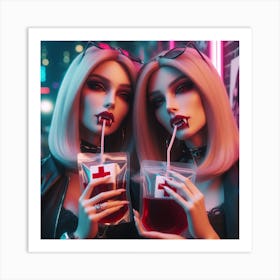 Two Dolls Drinking Blood Art Print