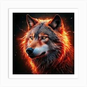 Firefly Majestic Wolf Surrounded By Fiery And Electric Sparks 93764 Art Print