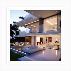 Modern Villa At Dusk Art Print