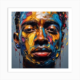 Man With Colorful Paint On His Face Art Print