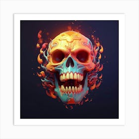 Skull With Flames 6 Art Print