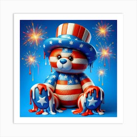 Patriotic Teddy Bear Art Print