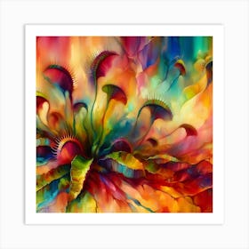 Abstract, Ethereal Venus Flytrap Hues Art Print