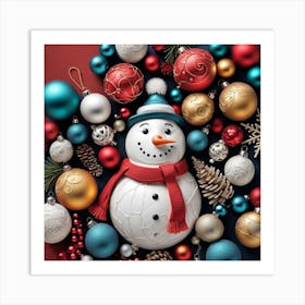 Christmas Snowman 1 Art Print