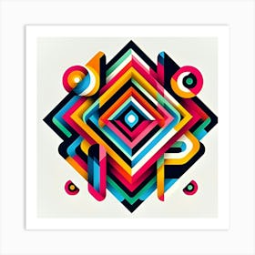 An Abstract Digital Art Piece Consisting Of Overlapping Geometric Shapes 3 Art Print