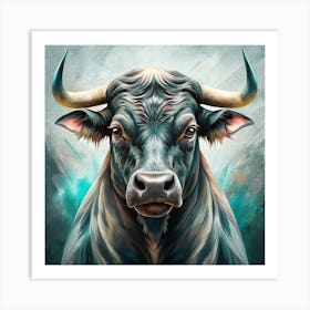 Head Of A Black Bull Art Print