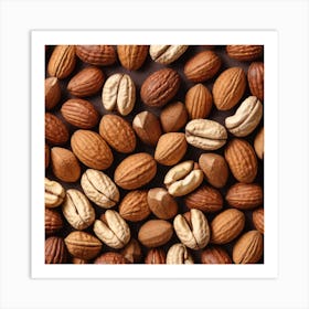 Almonds On A Black Background 13 Art Print