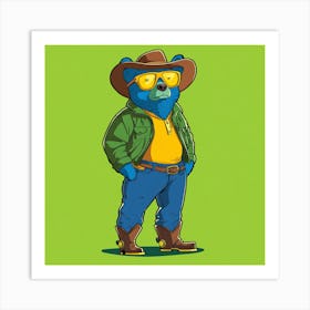 Creatai 24830 A Cartoon Style Anthropomorphic Blue Bear Stand 29c1fd39 30e4 4be7 Ae16 6b9a6f666146 1 Art Print