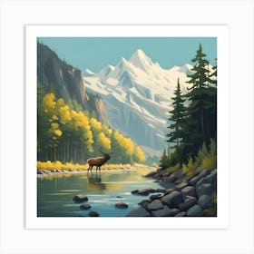 Elk By The River 6 Art Print