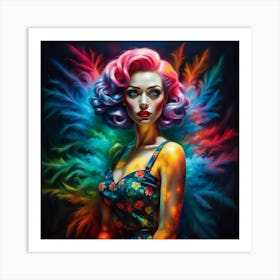 Sexy Woman With Colorful Hair 1 Art Print
