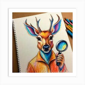 Deer With Magnifying Glass 18 Art Print