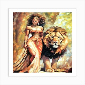 Lion And Woman-Drucke 09.12.2024--de-9ee5-672 Art Print