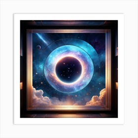 Surreal Visualization Of A Geometric Portal Like A Window Into A Dreamy Abstract Sky Filled With Sw 2 1 Art Print