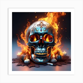 Halloween Skull Fire Art Print