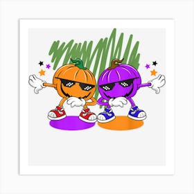 Halloween Funny Dancing Pumpkins Halloween Art Print