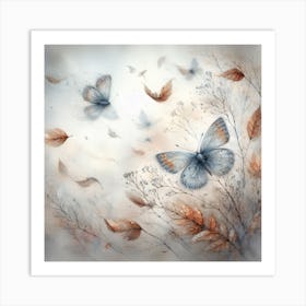 Butterfly in Autumn Leaves III Art Print