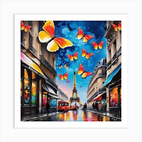 Paris With Butterflies 23 Art Print