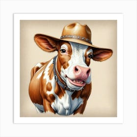 Cow With Hat 1 Art Print