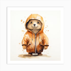 Watercolour Cartoon Prairie Dog In A Hoodie 2 Art Print